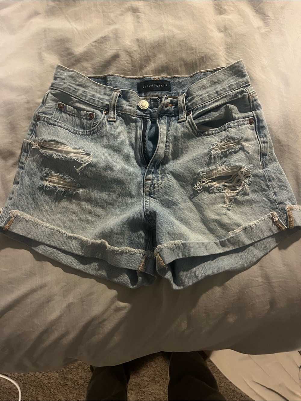 Aeropostale Light Blue Distressed Jean Shorts